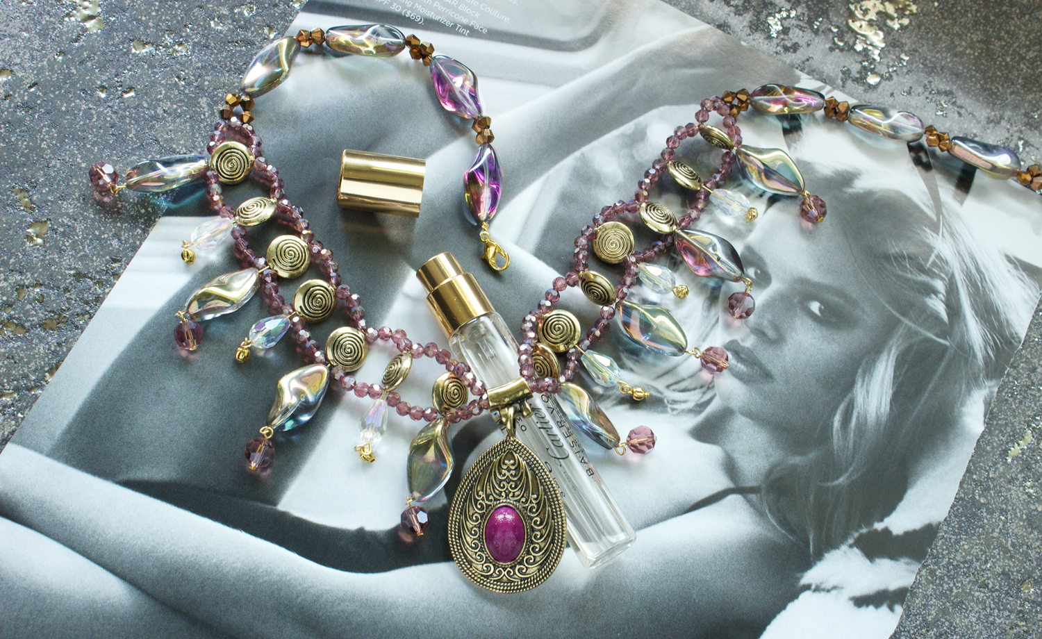 Beaded statement necklace tutorial - copyright Quiet Lion Creations, quietlioncreations.com