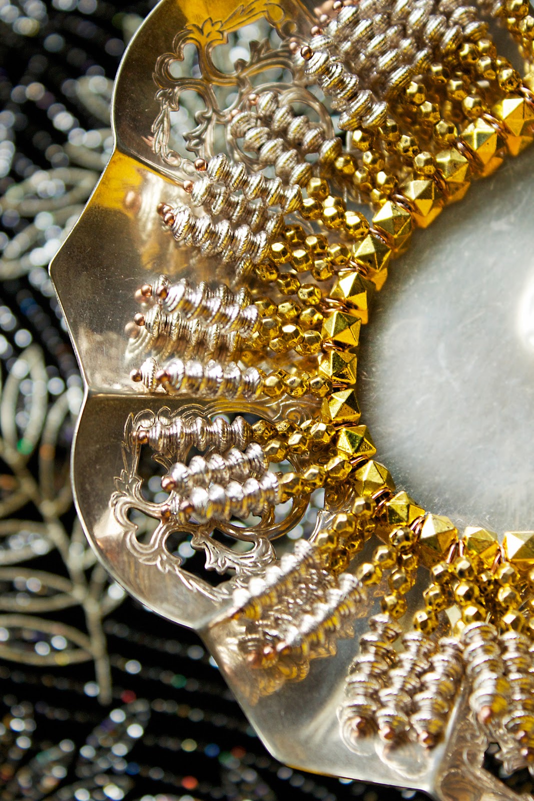 gold and silver ombre statement necklace