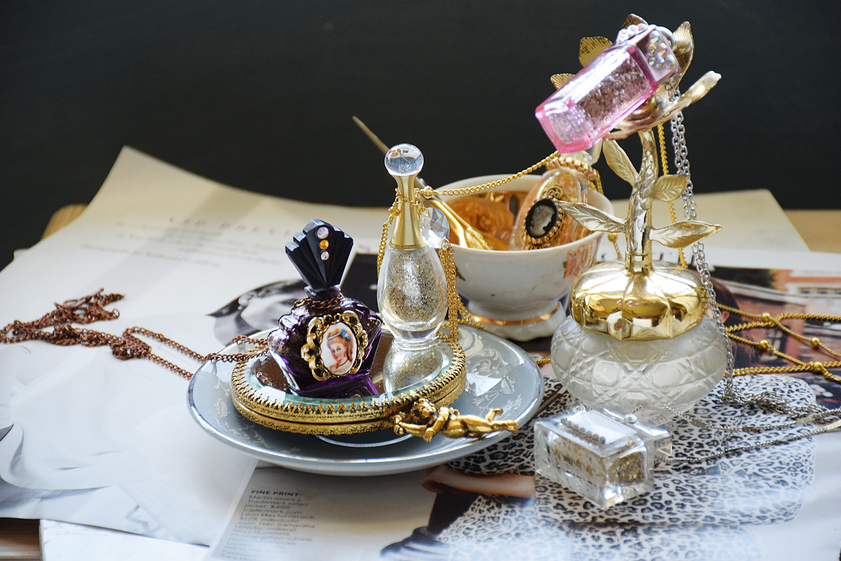 Recycled perfume bottle necklaces Necklaces by Allison beth Cooling