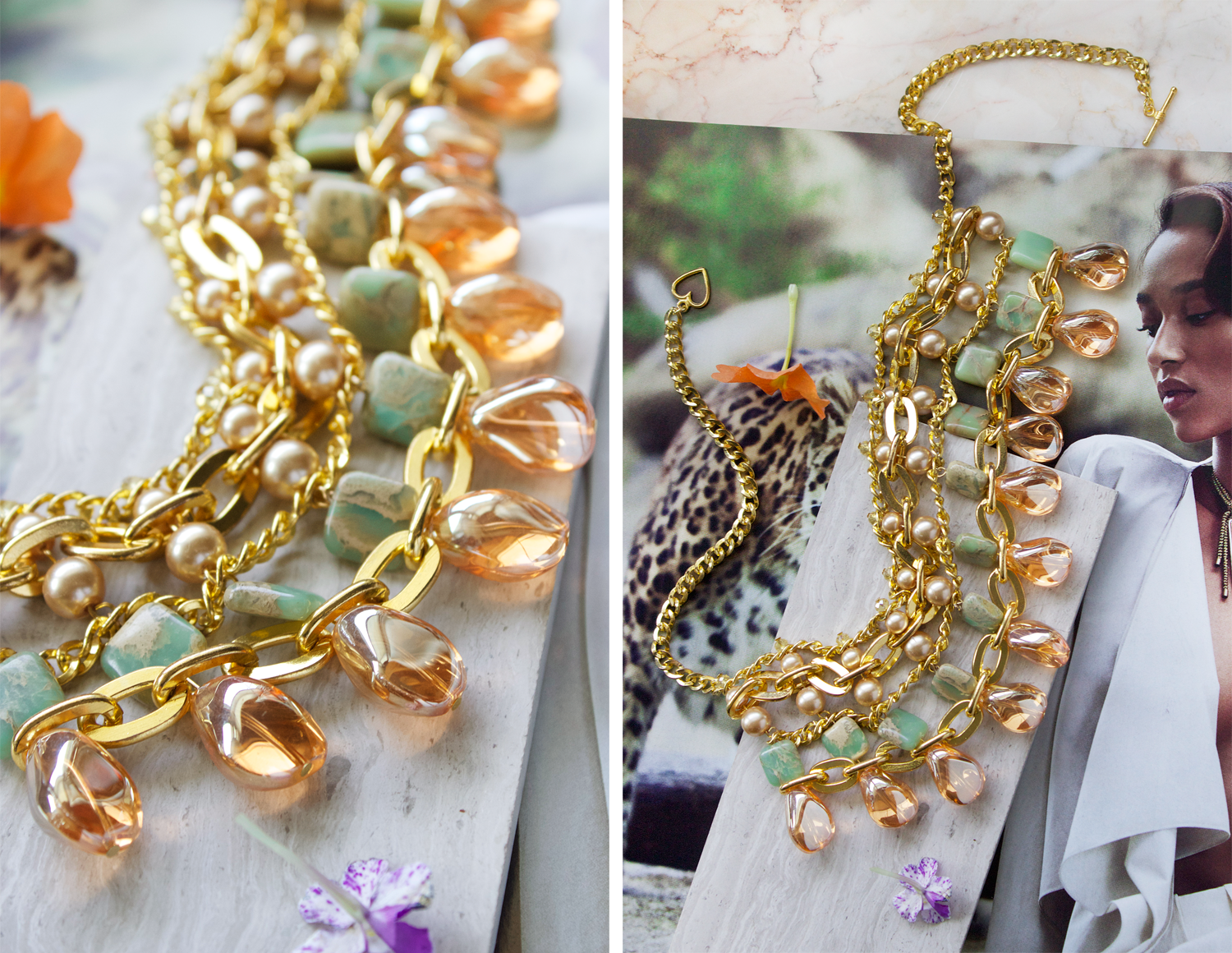 sahara beaded statement necklace diy by Quiet Lion Creations