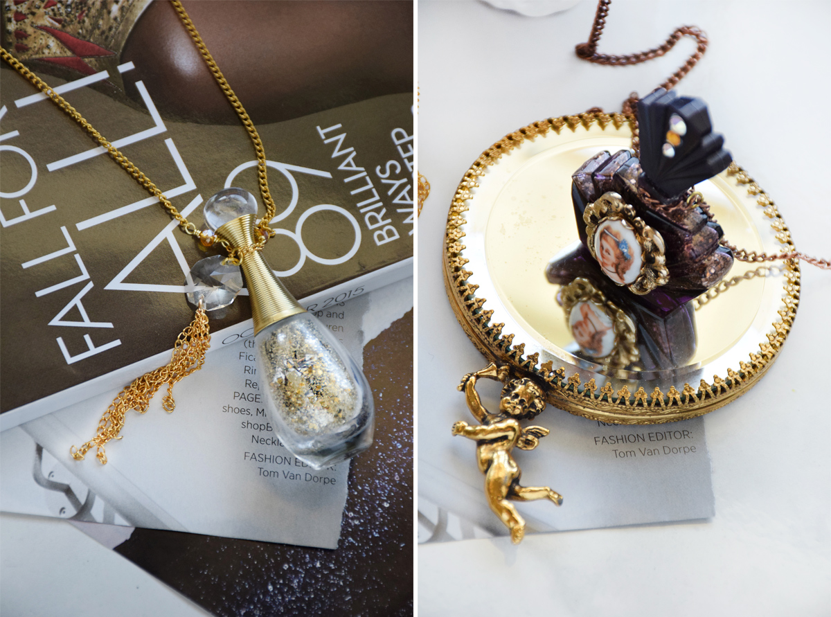 Recycled perfume bottle necklaces Necklaces by Allison beth Cooling