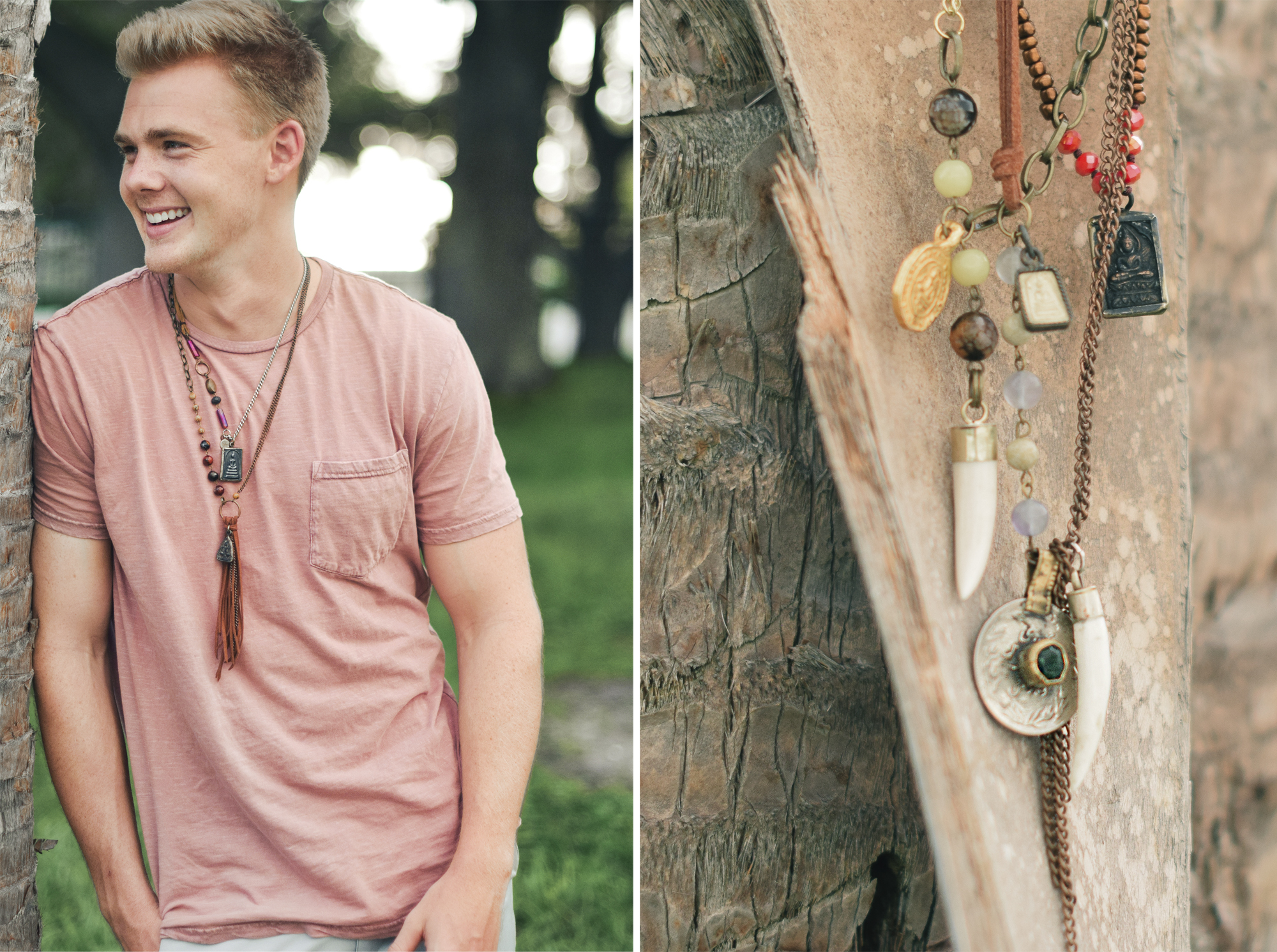 Model: Ryan Folliard - Boho men's jewelry by Quiet Lion Creations 